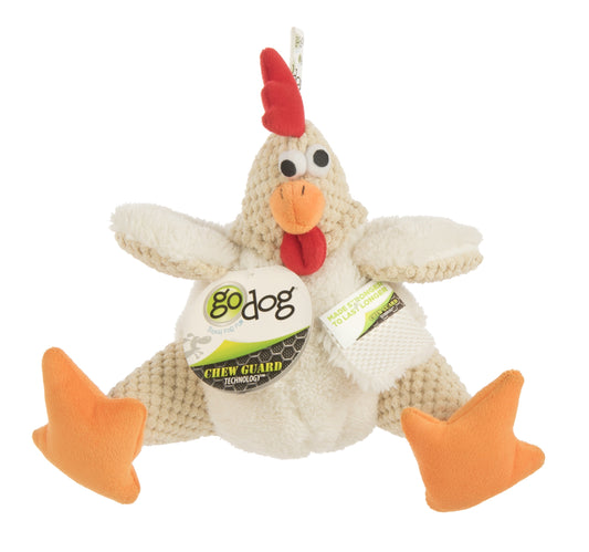 Checkers Fat Rooster Squeaky Plush Dog Toy, Chew Guard Technology - White Large